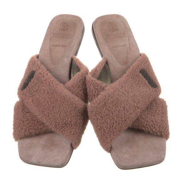 Brunello Cucinelli shearling slides sz 40 worn only handful of times $1415 EUC - Picture 5 of 10